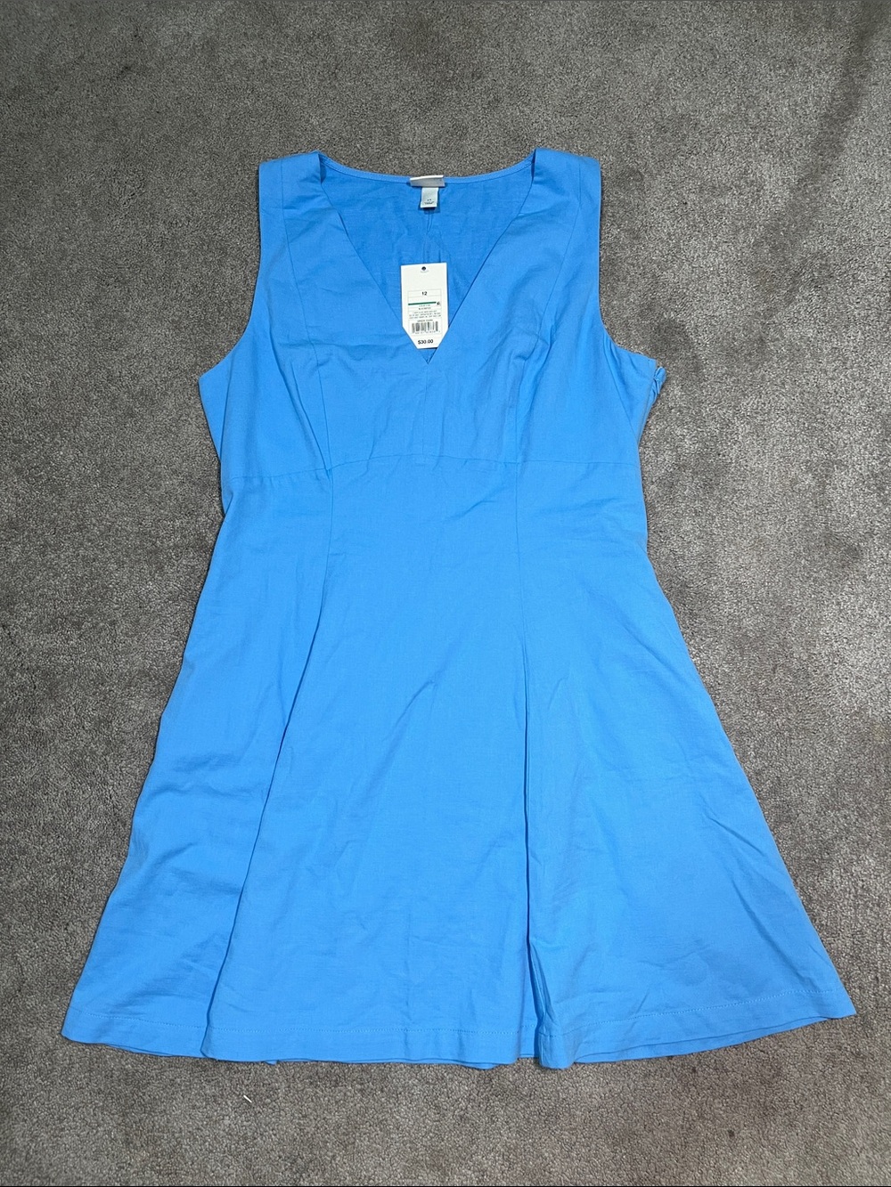 NWT A New Day Cotton Blend V-Neck Mini Dress Blue Size 12